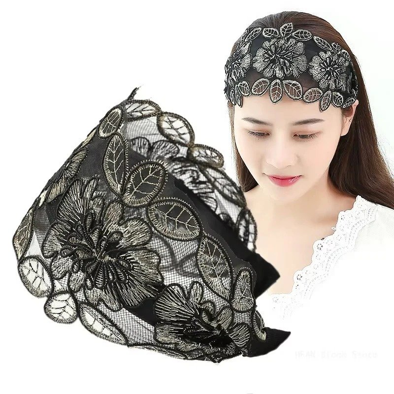 2 PCs । Embroidered Lace Hijab Band । CN-64